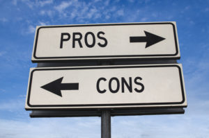 Two road signs that say ‘Pros’ and ‘Cons’