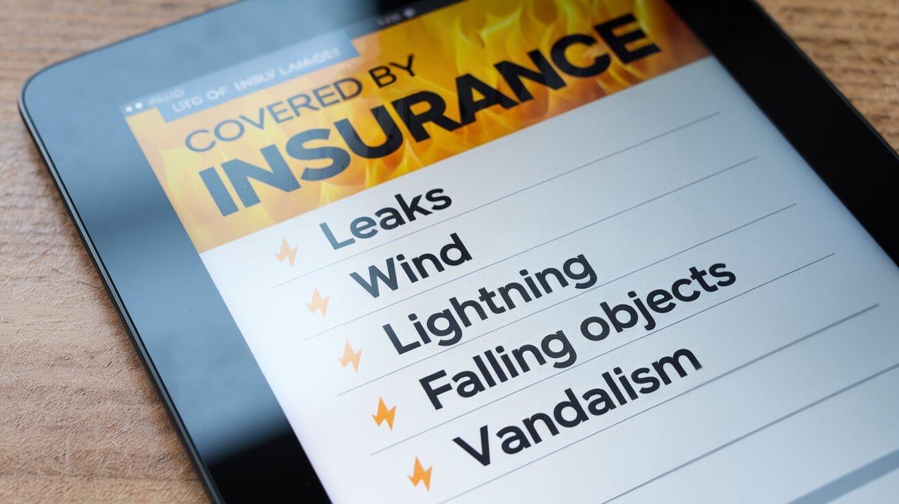  A tablet displaying an open insurance page on its screen.